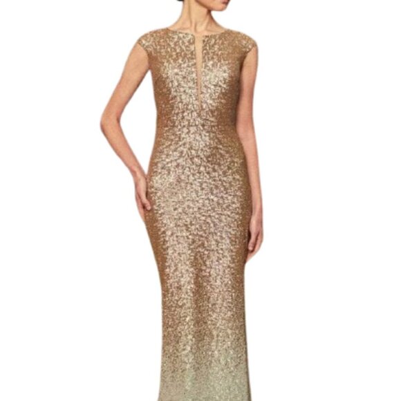 NWT Alexander by Daymor 959 Cutout Mother of the Bride Dress Gold Silver Size 14 - Picture 1 of 9